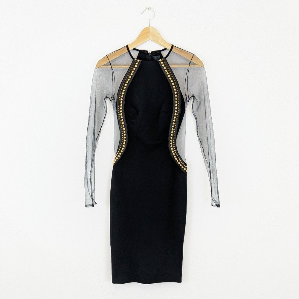 Philipp Plein Couture Limited Edition Black Dress Mesh Studs Leather